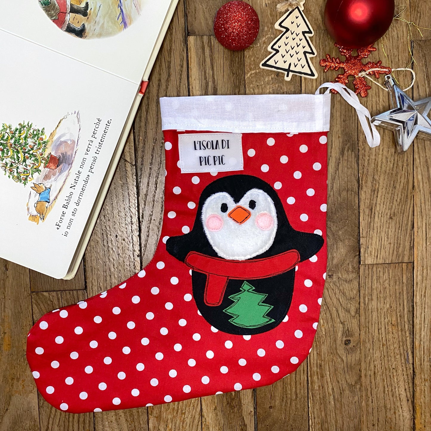 CALZA DI NATALE PINGUINO