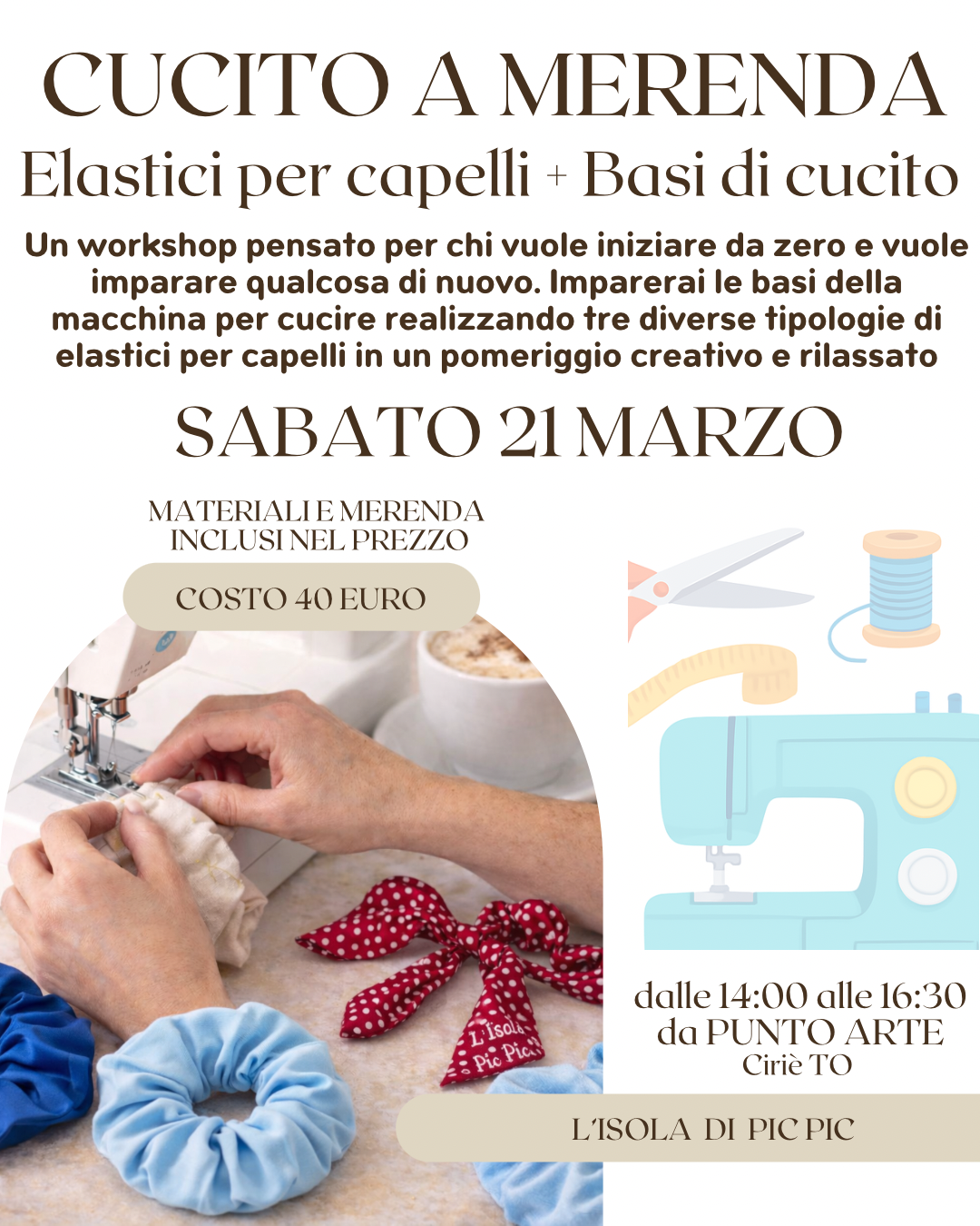 WORKSHOP ELASTICI PER CAPELLI + BASI DI CUCITO