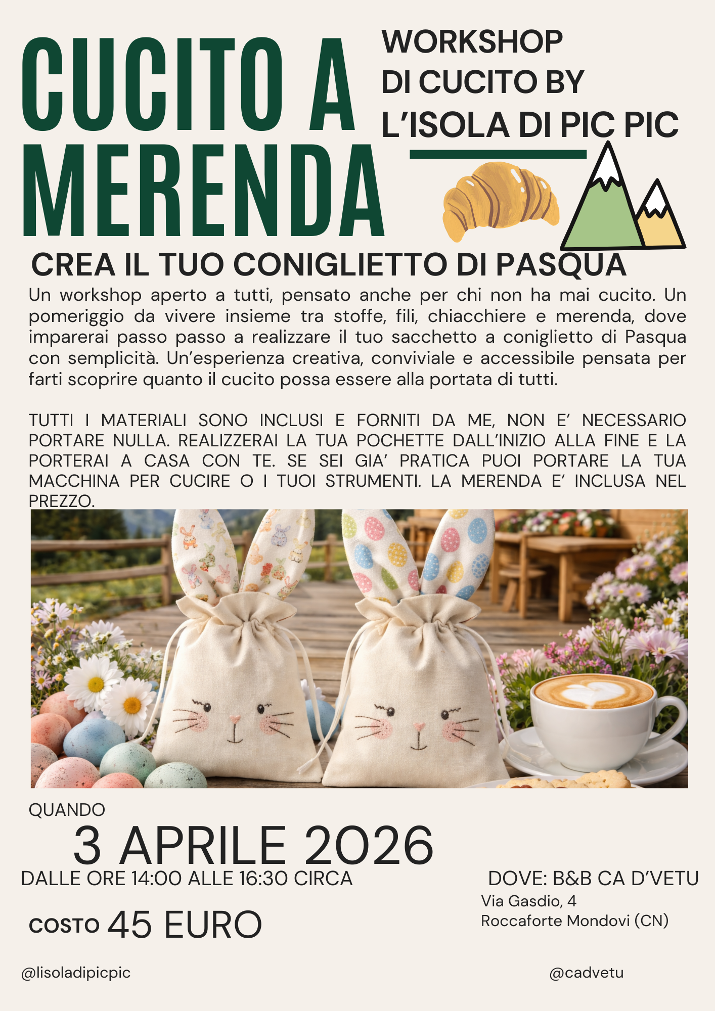 WORKSHOP CREA IL TUO CONIGLIETTO DI PASQUA